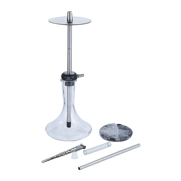 Stainless Steel Hookah Set with Everything Modern Shisha with Clear Vase - Image 2