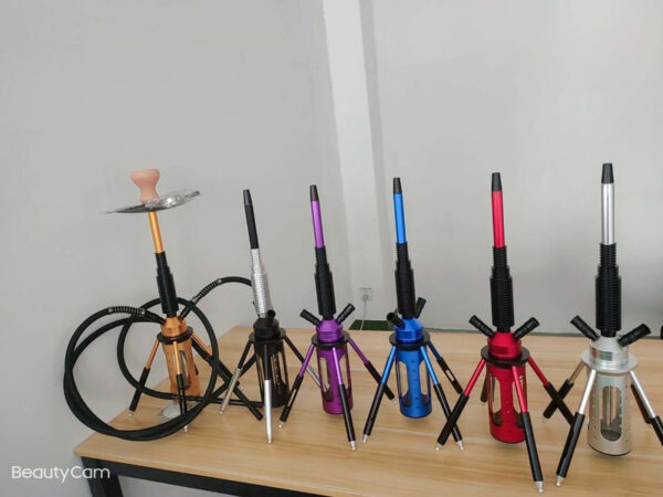 2 Hoses Hookah Set Complete Modern Rocket Shape Shisha Kit with LED Light - Image 2