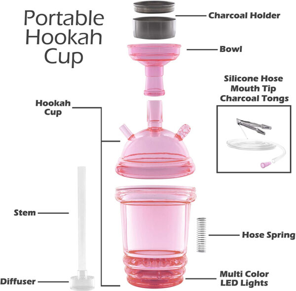 Acrylic Portable Car Hookah Shisha LED Hookah Mini Cup Hookah - Image 3