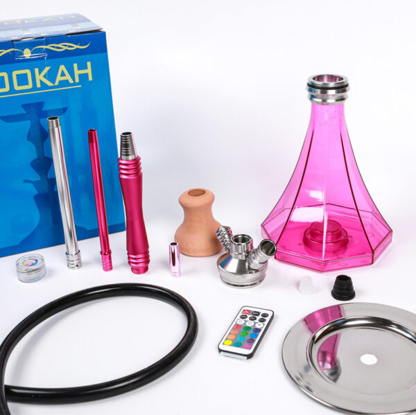 Colorful Hookah with Acrylic Vase And LED Lighting - Image 2