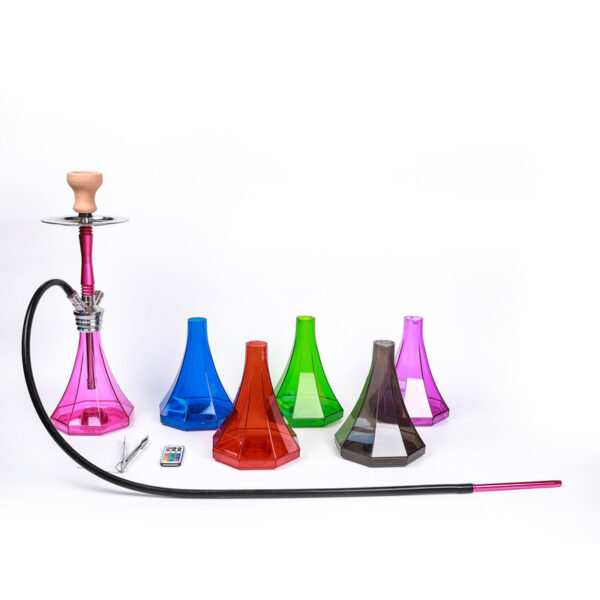 Colorful Hookah with Acrylic Vase And LED Lighting - Image 3